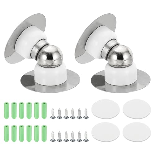 uxcell 2PCS 2.1" Magnetic Door Stoppers, Wall Floor Mounted Magnetic Door Catch Holder, Stainless Steel Door Stops for Bedroom, Bathroom, Kitchen, Office, White - color: White, size: 2.1"