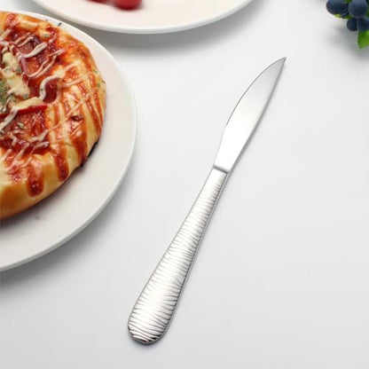 Enhanced Grip Steak Knives Set of 6 - Professional Textured Handle Design for Superior Control, Dishwasher Safe,18/0 Stainless Steak