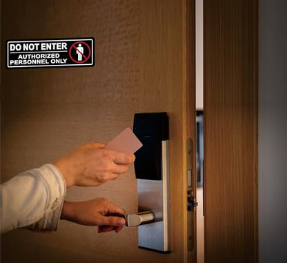 Do Not Enter Sign, Authorized Personnel Only Sign, Super Strong Self-Adhesive Design, Quick Installation, Suitable For Your Private Spaces And Business Restricted Areas (9×3 Inches, Black)