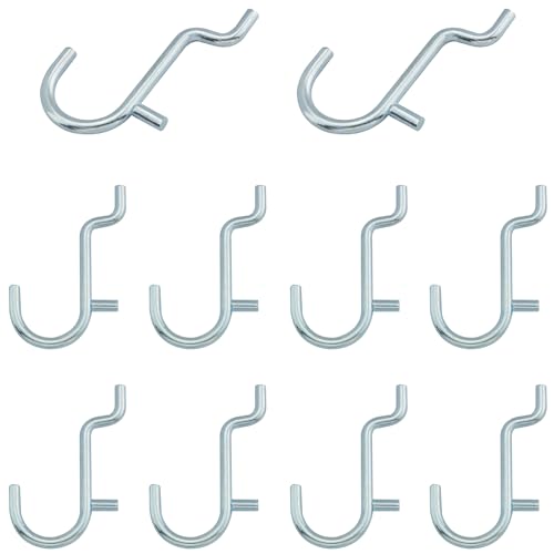 10PCS Wall Display Combination Pegboard Hook Metal Pegboard J Hook Silver Stainless Steel Pegboard Wall Display Hook Suitable for Hanging Jewellery and Kitchenware and Craft
