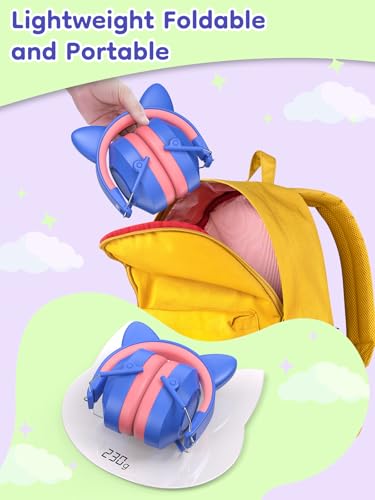 Dr.meter Kids Ear Protection Ear Muffs for Noise Reduction Cute Cat Ear - color: Cat Dark Blue