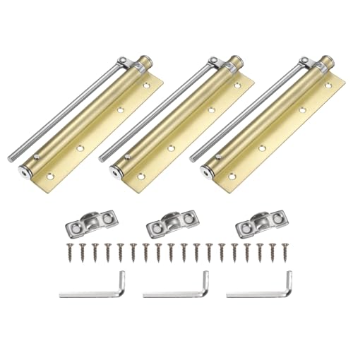 uxcell 3 Pcs 195mm/7.68" Spring Door Closer, Stainless Steel Automatic Door Closers with Adjustable Closing Speed for Home Self-Closing 5kg Door, Champagne Gold - color: Champagne Gold, size: 195mm