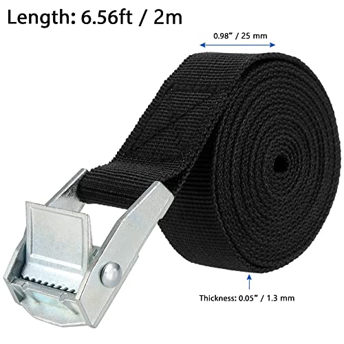 MANCHAP 12 Pack 6.5 Feet Lashing Straps, 1 Inch Wide Black Cam Buckle Adjustable Cargo Tie Down Straps for Kayak, Luggage, Car Roof Rack, Furniture