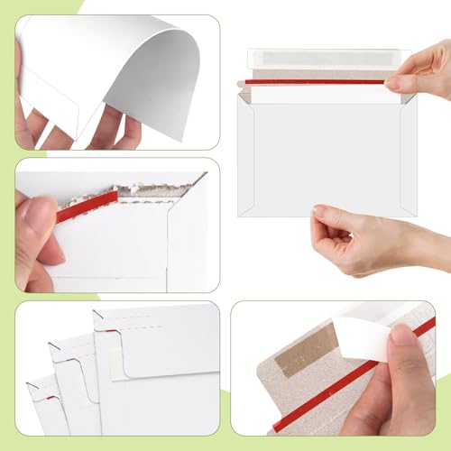 20 Pack 6.5x4.5 inch Rigid Mailers, Self Seal Photo Mailers Protective Flat Cardboard Envelopes White Blank Shipping Envelopes for Photos, Document, Invitation, Trading Card, Greeting Cards - color: White, size: 6.5x4.5 Inch