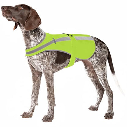 Reflective Dog Vest for Large and XL Breeds, High Visibility Dog Safety Vest with Removable Bell Keep Safe from Hunting, Training & Cars Accidents(Green,Large) - color: Neon Green, size: L