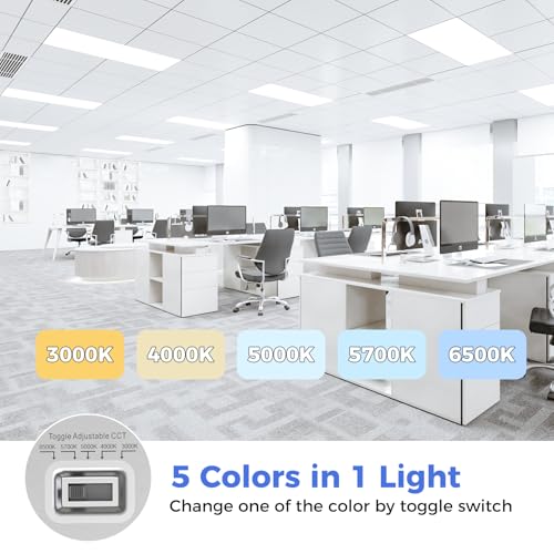 AIKVSXER 6 Pack 2x4 LED Flat Panel Light - Selectable 5 CCT 3000K-6500K & 5 Wattage 30-70W 7700Lm 0-10V Dimmable 2 x 4 led Drop Ceiling Light Fixture 120-277V for Commercial and Home - size: 2x4-6p