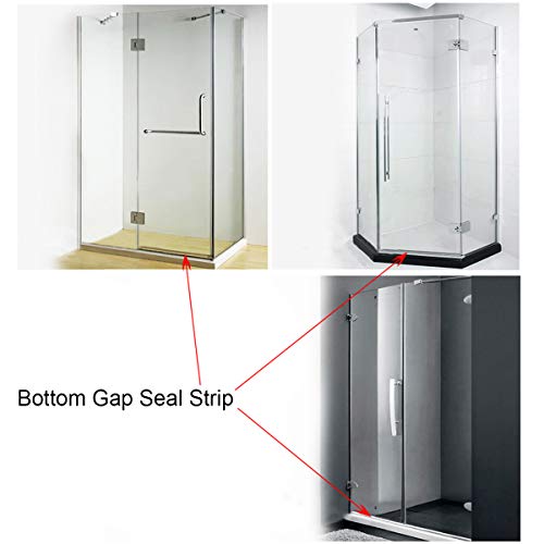 Frameless Shower Door Bottom Seal with Drip Rail 1/2" Thick Glass 27.5" Long Sweep - Glass Door Seal Strip Stop Shower Leaks - size: 1/2"(12mm)