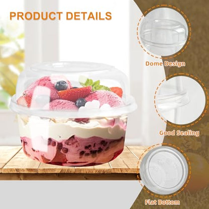 Disposable Food Containers With Lids And Spoons 50 Pack 12 oz Mini Parfait Dessert Cups Take Out Meal Prep Salad Bowls For Lunch, Plastic Ice Cream Bowls Pet, Acai Bowl, To-Go Party Containers(12oz) - size: 12oz