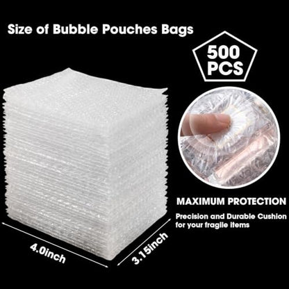 EPHECH 500PCS Clear Bubble Out Bag, 3.15" x 4" Large Bubble Pouches Bags - size: 3.15" x 4"-500PCS