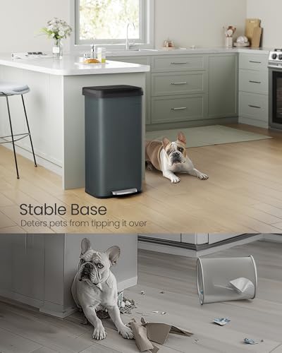 SONGMICS Kitchen Trash Can, 18-Gallon (68 L) Stainless Steel, Soft Closure - color: Charcoal Gray + Black, style: 18 Gallons