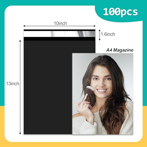 Poly Mailers 10 x 13 Inch, 100 Count, Black 2.4 Mil Self-Seal Bags - color: Black, size: 10x13 Inch 100 Pcs