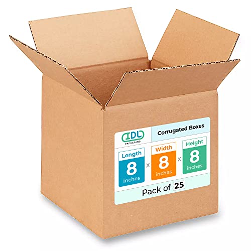Small Cube Moving & Shipping Boxes 8"L x 8"W x 8"H (25-Pack) - Extra Strength 200 lb vs Regular - Corrugated Boxes for Packaging Moving Supplies - Moving Box - Small Box by IDL Packaging - size: 8 * 8 * 8" (Small Boxes)