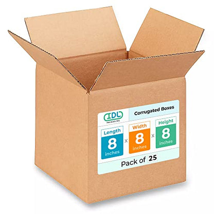 Small Cube Moving & Shipping Boxes 8"L x 8"W x 8"H (25-Pack) - Extra Strength 200 lb vs Regular - Corrugated Boxes for Packaging Moving Supplies - Moving Box - Small Box by IDL Packaging - size: 8 * 8 * 8" (Small Boxes)