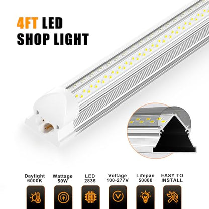 ONLYLUX LED Shop Light 4FT, 6000K 50W 7500LM Linkable(12 Pack)