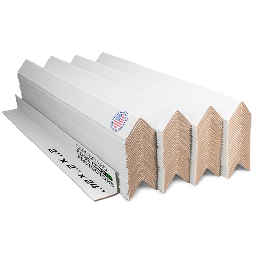 IDL Packaging Cardboard Edge Protector 2" X 2" X 24", Pack of 100 - V-Board Reinforced Cardboard Corners for Shipping - White Kraft Corner Protectors for Pallets - color: White, size: 24" Length