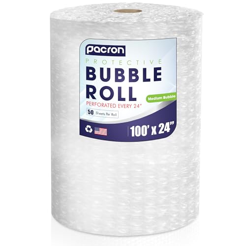Bubble Roll Wrap 24" x 100', 1-Pack 5/16" Perforated Medium Cushioning - size: 100x24 | Perf 24 | 1 Roll