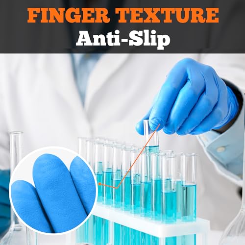 TitanFlex Nitrile Exam Gloves, Blue, 6-mil, Heavy Duty Nitrile Gloves, Mechanic Disposable Gloves, Latex Free, Powder Free - color: Blue - XL - Box of 100