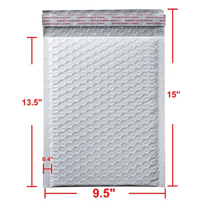 9527 Product Self Sealing Poly Bubble Mailers 9.5"x 13.5" Padded Shipping Envelopes 25Pcs - color: White, size: 9.5"x13.5"|25Pcs