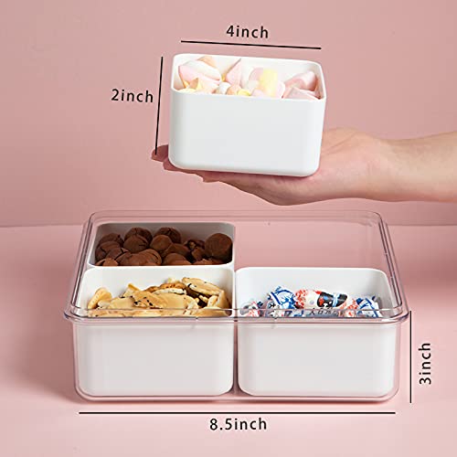 Divided Serving Tray with Lid for Veggie Charcuterie Container Portion Control Salad Keeper with 4 Removable Boxes Stackable Refrigerator Organizer Bins Food Storage Organizer Produce Saver - size: 1 Pack