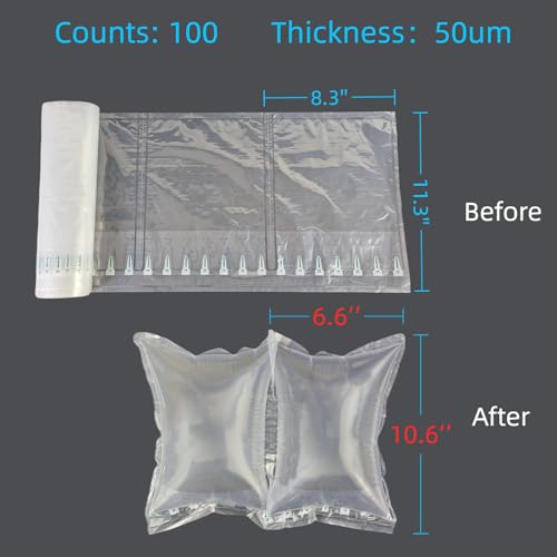 Purse Stuffing to Keep Shape 100 Count Inflatable Large Air Pillows for Shipping, 8.3"x11.8" Air Bags for Packing with Pump Packaging Filler Alternative to Packing Peanuts Shipping Supplies - size: 8.3"x11.8"(100 count)