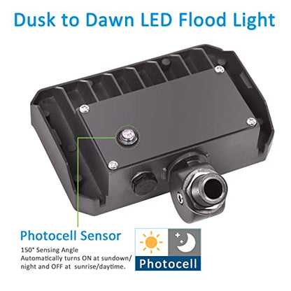 30W LED Flood Light with Knuckle, Outdoor Dusk to Dawn Light 5000K
