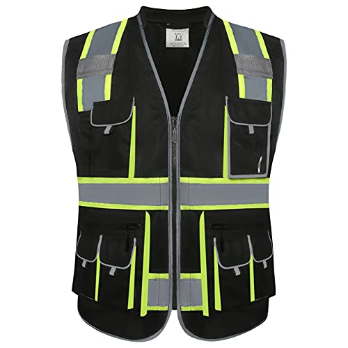 JKSafety Reflective Safety Vest for Men Cushioned Collar JK89 Black M - color: Blackt1s1, size: Medium