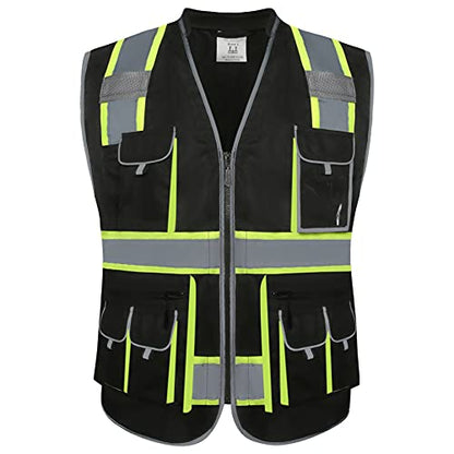 JKSafety Reflective Safety Vest for Men Cushioned Collar JK89 Black M - color: Blackt1s1, size: Medium