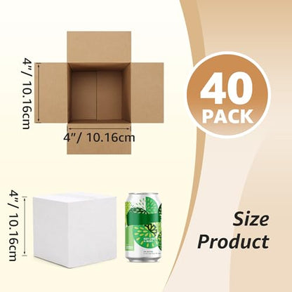 Calenzana 4x4x4 Shipping Boxes Set of 40, White Corrugated Cardboard Box for Mailing Packing Gifts Small Business - size: 4x4x4, style: 40 Pack