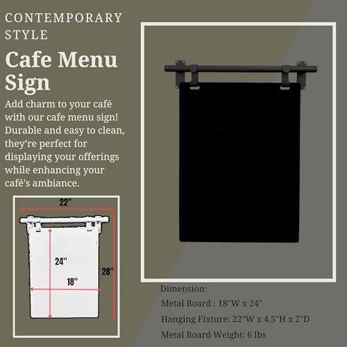 Hanging Menu Contemporary Style Chalkboard Sign, Metal Menu Display 22x28 Magnetic Surface Cafe Bar Sign for Business Price Menu (Black) - color: Black Frame/Black Board