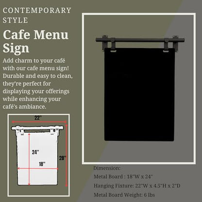 Hanging Menu Contemporary Style Chalkboard Sign, Metal Menu Display 22x28 Magnetic Surface Cafe Bar Sign for Business Price Menu (Black) - color: Black Frame/Black Board