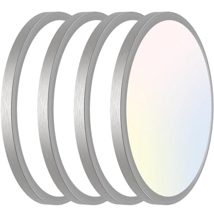 libtit 12 inch Flush Mount LED Ceiling Light Fixture, 3000K 4000K 6500K Adjustable, 28W 3200lm Brushed Nickel Satin Round Ceiling Lamp for Bathroom Shower Hallway Kitchen, 4 Pack - color: Brushed Nickel, size: 12in-4Pack