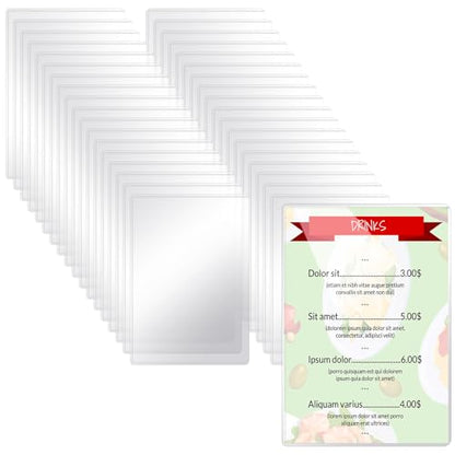 Zhanmai 96 Pcs Clear Vinyl Menu Cover 8.5'' x 14'' Reusable Menu Holder Restaurant Menu Covers Double Sided 2 View Menu Sleeves, Two Viewing Surfaces