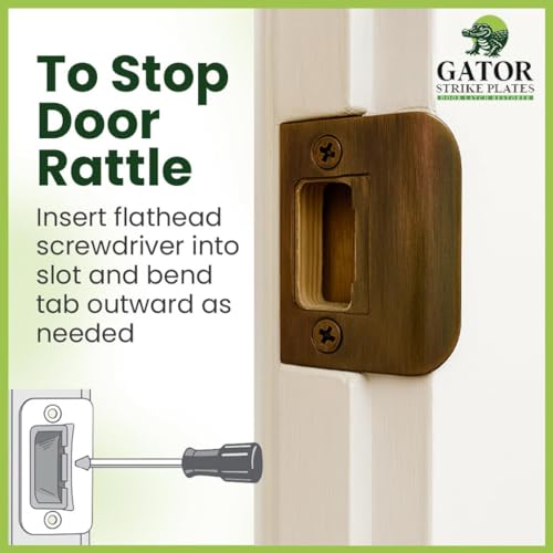 Gator Door Strike Plate 2-1/4" Latch Restorer, 1-Pack - color: Antique Brass