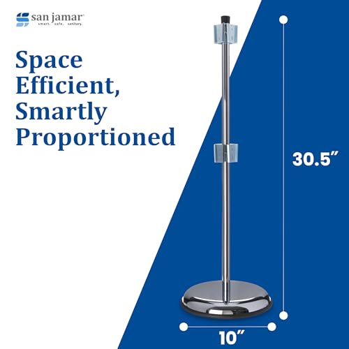 San Jamar Revolving Cup and Lid Dispenser Stand Stand Only for Restaurants, Dining Halls, and Fast Food, Stainless Steel, 30.5 x 2.75 x 12.25 Inches, Silver