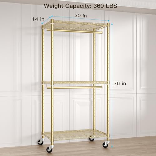 FUTASSI P1 Medium Heavy-Duty Portable Closet, 30" W x 14" D x 76" H, Gold - color: Gold, size: P1 Medium