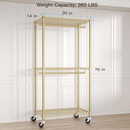 FUTASSI P1 Medium Heavy-Duty Portable Closet, 30" W x 14" D x 76" H, Gold - color: Gold, size: P1 Medium