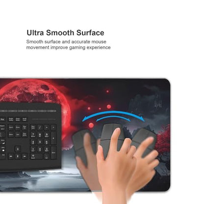 35.4 x 15.7 in, Waterproof XXL Large Mouse Pad for Desk, Extended Keyboard Mouse Mat for Computer Office, Big Laptop Mouse pad, Gaming Pc-Darkness Red Moon - color: Darkness Red Moon