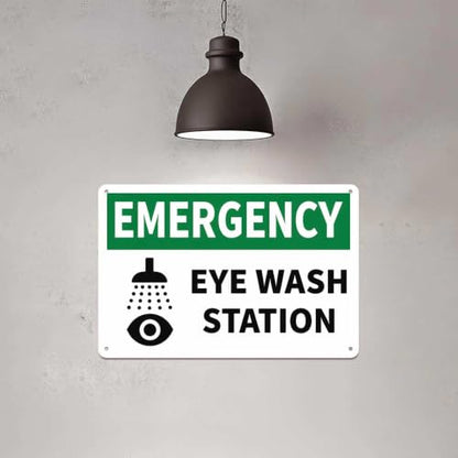 Emergency Eye Wash Station Metal Sign Wall Marker 12x8in