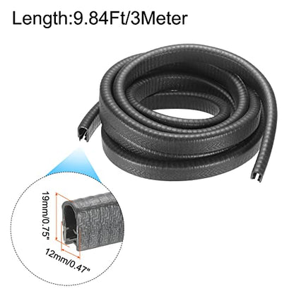 uxcell Edge Trim Black U Shape Edge Protector Rubber with Steel Clips Fits 13/64"-5/16" Edge 9.84Ft/3Meter Length Door Edge Guards - size: 5-8mm