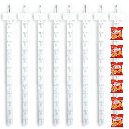 12 Pack 12 Station Plastic Hanging Merchandise Strips with Sticker for Vendor Store Rack Alley Hanging Bags Display Retail Candy chip Craft