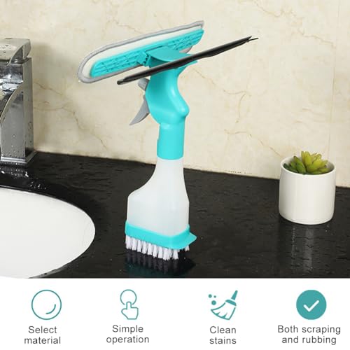 4 in 1 Window Cleaning Kit,Professional Window Vacuum Squeegee with Spray Bottle for Shower Tile Wall Mirror Glass Car Windshield Countertop,Windows Cleaner Brush Tools Easy Gadget
