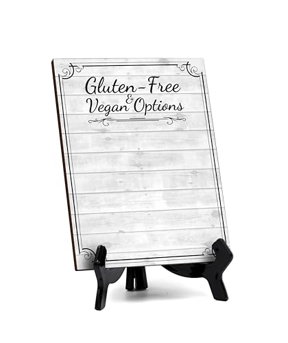 Gluten-Free & Vegan Options 6x8 Dry Wipe Table Sign Easy Installation | Restaurant & Bar | Perfect To Clearly Direct Customers & Advertise Specials | No Pen Included - style: Gluten-Free & Vegan