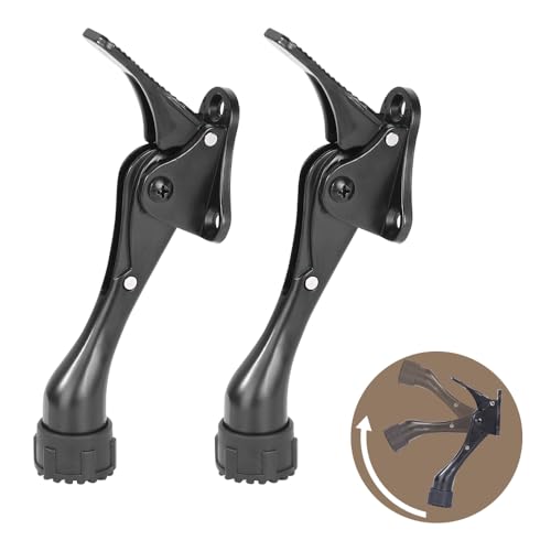 Kickdown Door Stopper 4 Inches - 2 Packs One Touch Adjustable Height Door Stop for The Bottom of Door The Bottom of Door Aluminum Alloy Metal Door Stopper with Rubber Tip Black - color: 4inch Black, size: 4inch 2pack