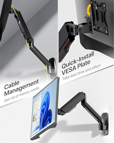 monTEK Single Monitor Wall Mount, Full Motion Spring Arm for 17-32" Screen - style: Single Arm
