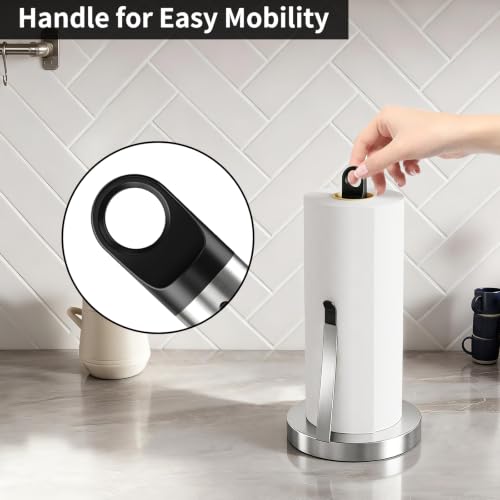 Jesginboo Countertop Paper Towel Holder with Tension Arm, Brushed Nickel - color: Brushed Nickel