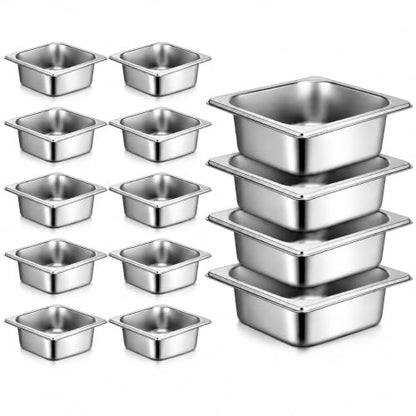 10 Pack 1/6 Size Hotel Pans, 2.5 Inch Deep Stainless Steel Steam Table Food Pans for Restaurant Prep, Catering, Buffet and Salad Bar, No Lids Included - color: 1/6, size: 2.5inch