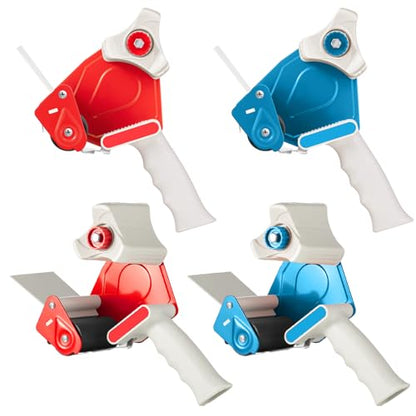 WILLBOND 3 Inch Wide Tape Gun, 4 Pack, Red,Blue - color: Red,blue