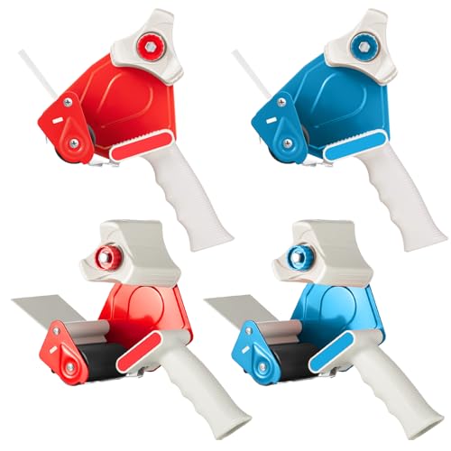 WILLBOND 3 Inch Wide Tape Gun, 4 Pack, Red,Blue - color: Red,blue
