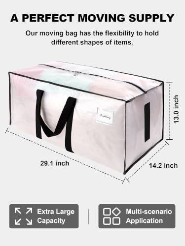 HOMESURE Supports 200lbs Heavy Duty Moving Bags - Strong Zipper & Wrap-Around Handles - Water-Resistant Storage Totes, Durable Alternative to Moving Boxes - 8 Pack - Semi-Transparent - color: Semi-Transparent