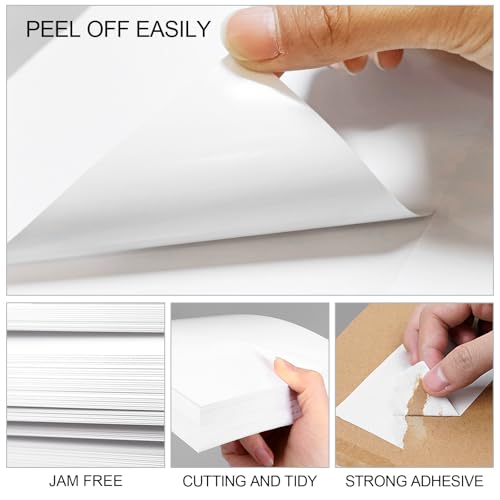 (500 Pcs/500 Sheets) A4 Full Sheet Self Adhesive Shipping Labels for Laser & Inkjet Printers, 8.5" x 11" Shipping Mailing Labels - color: Full Sheet - 500 Labels